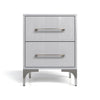 High Gloss Two Drawer Bedside Table - White