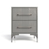 High Gloss Two Drawer Bedside Table - Dunblane Grey