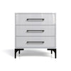 High Gloss Three Drawer Bedside Table - White