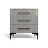 High Gloss Three Drawer Bedside Table - Dunblane Grey